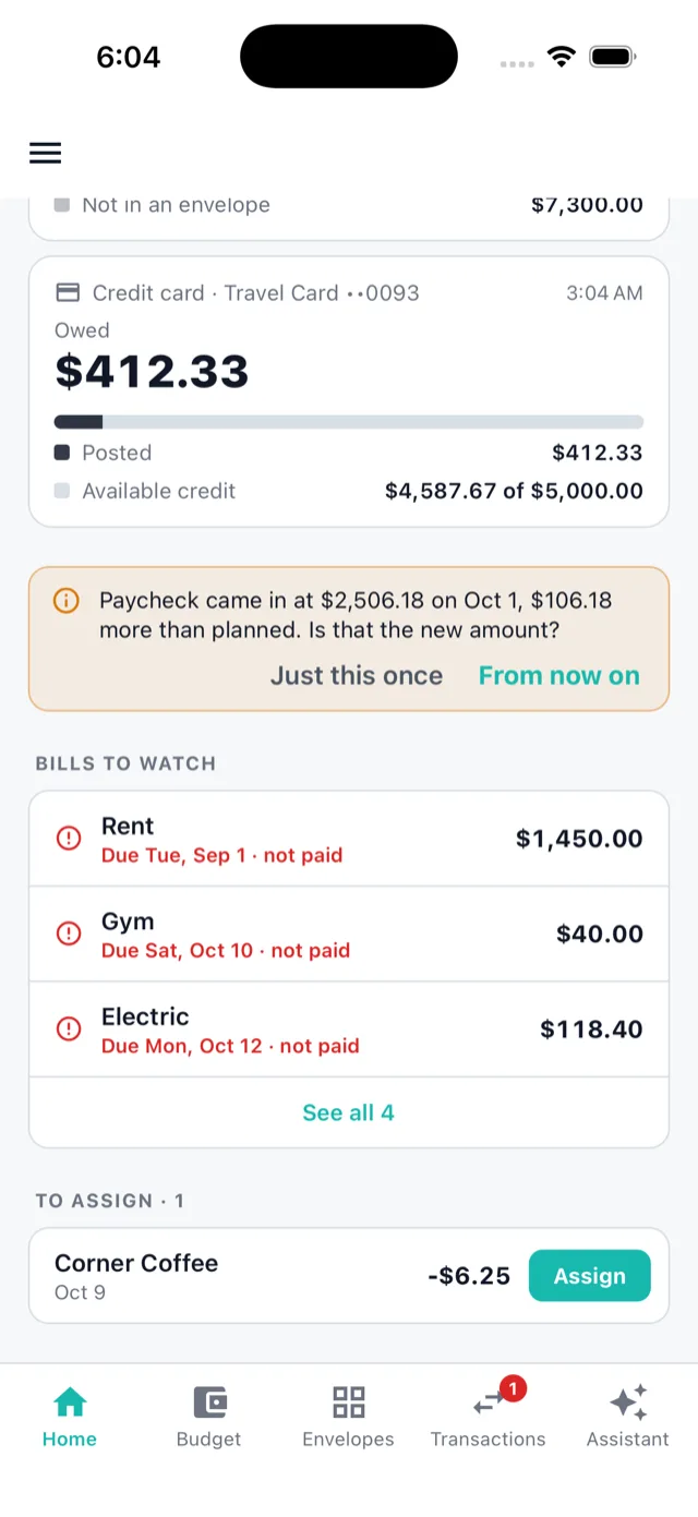 Home noticing a paycheck came in higher than planned and asking whether that's the new amount